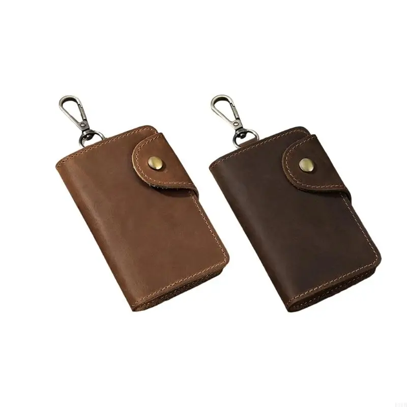 

E8FB Fashionable Key Card Wallet For Men PU Leather Keychain Practical
