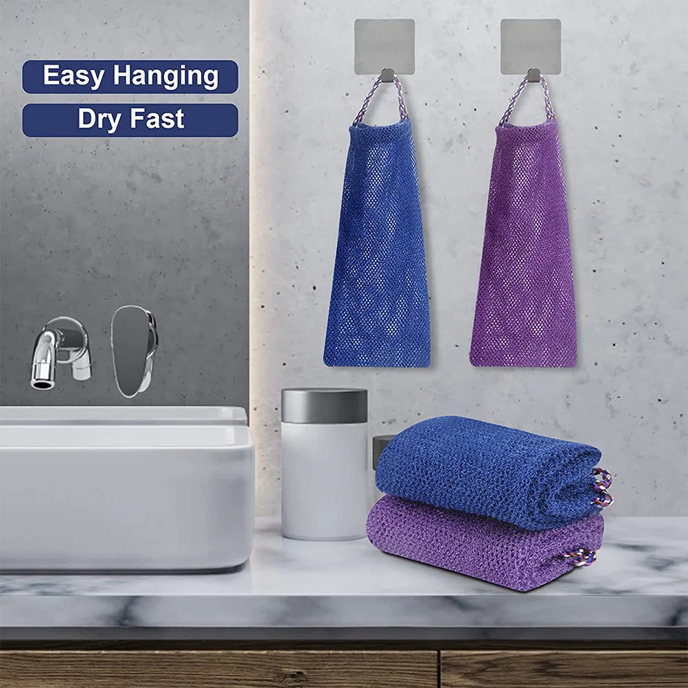 

4pcs Long Exfoliating Bath Towel Nylon Cleaning Cloth Back Rub Pads Body Cleansing Sponges Spa Strip Bathing Towels Home