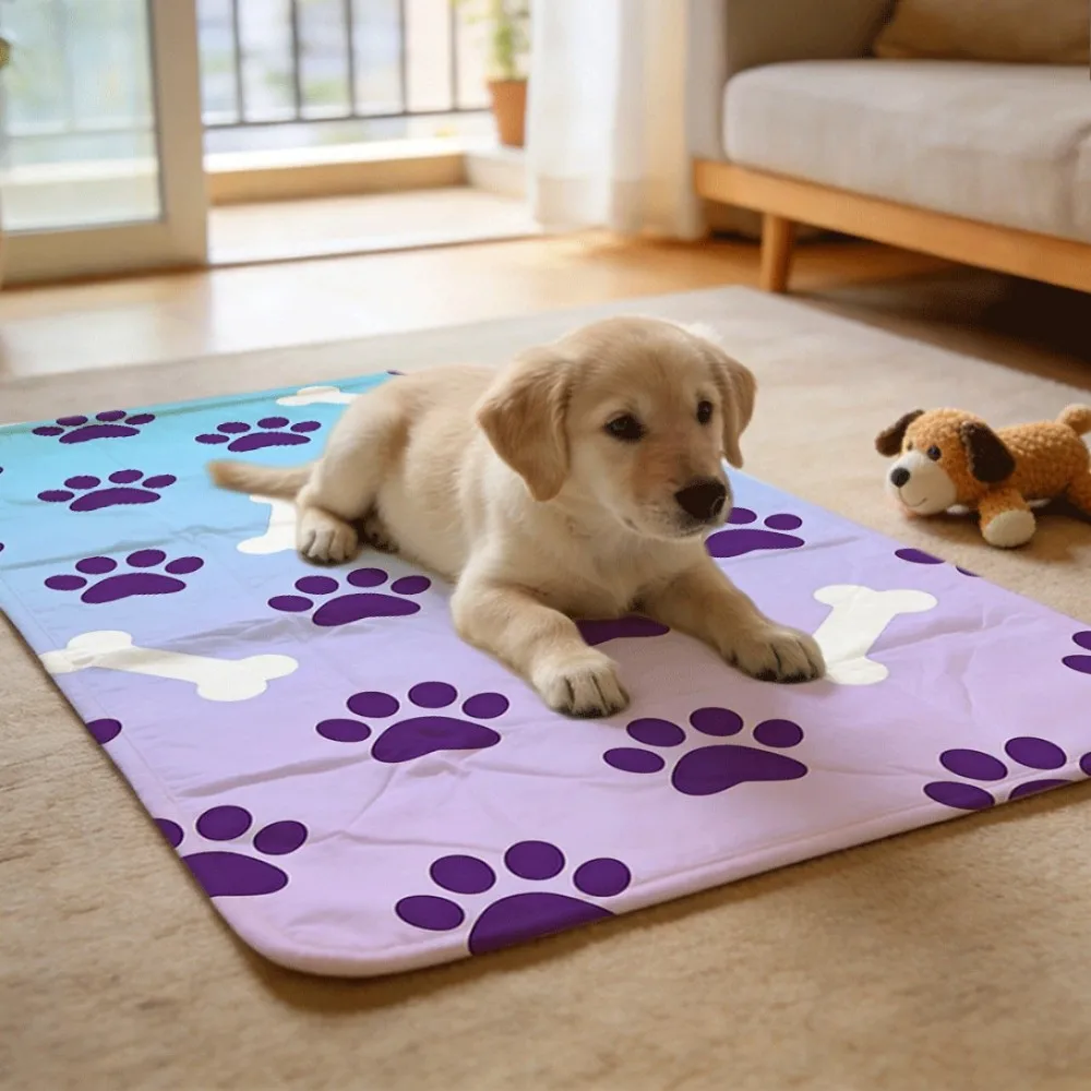 Cute paw prints and bones Machine Washable Reusable Pet Potty Pads Odor Locking Technology