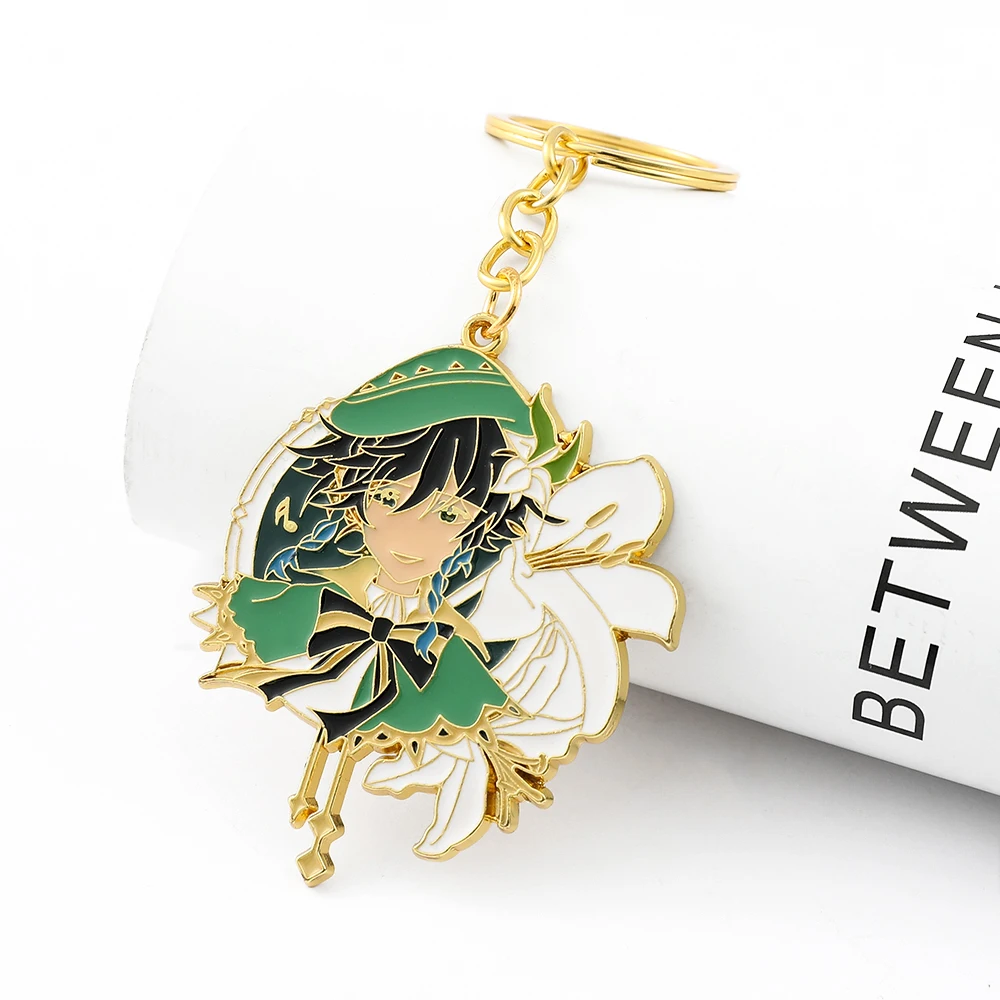 Game Genshin Impact Keychain Cute Anime Figure Venti Alloy Pendant Keyring Car Backpack Key Holder Jewelry Accessories Gifts image 5