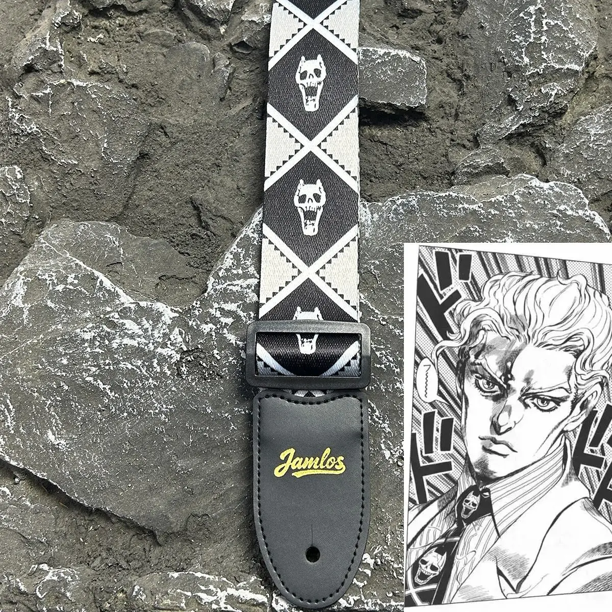 Jojo's Bizarre Adventure Embroidery Guitar Strap Leather Acoustic Electric Guitar Yoshikage Kira Guitars Widening Shoulder Belt