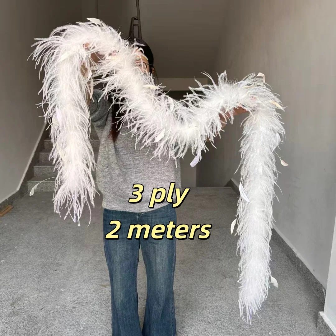 

Customized Different Styles Ostrich feather boa Shawl 2-20Ply Fluffy Boa Scarf Trim 1-2 Meters Carnival Stage Dress Diy