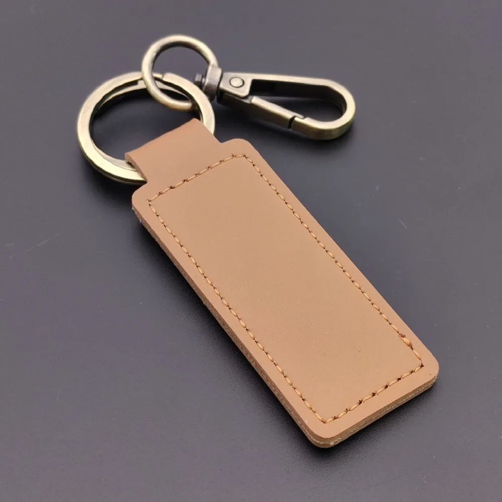 Aangepaste logo PU lederen retro sleutelhanger lasergraveren autosleutelhanger personaliseren ring hotel bedrijf naam sleutelhanger creatief cadeau