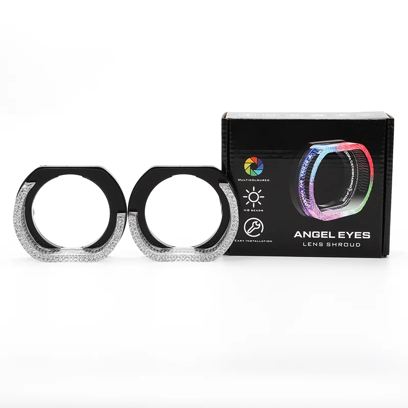 2.5 3 Inch 5D RGB LED Angel Eyes Halo Rings DRL Covers With Turn Signal Light App Control Headlight Halo Covers Ambient Lighting