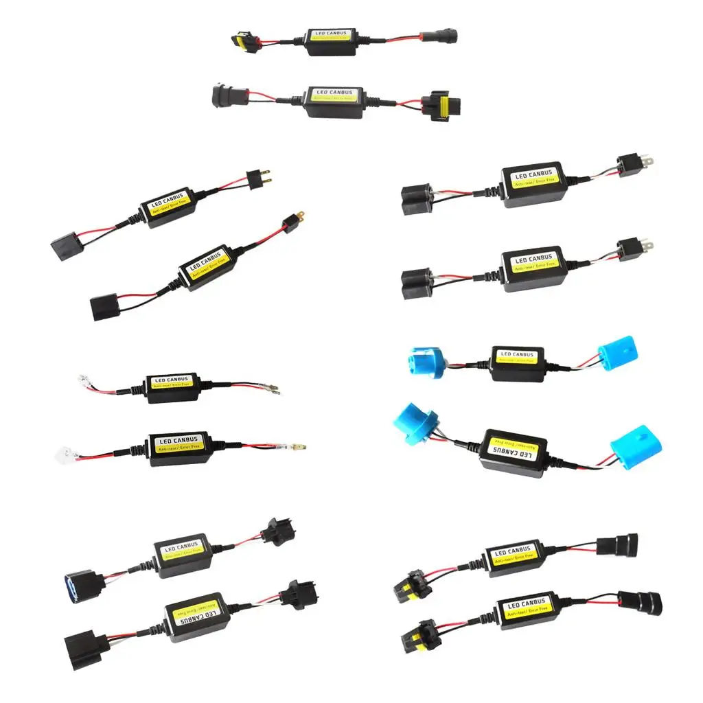 2pcs/set Car LED Headlight Canbus Resistor Decoders Wire Harness Adapter