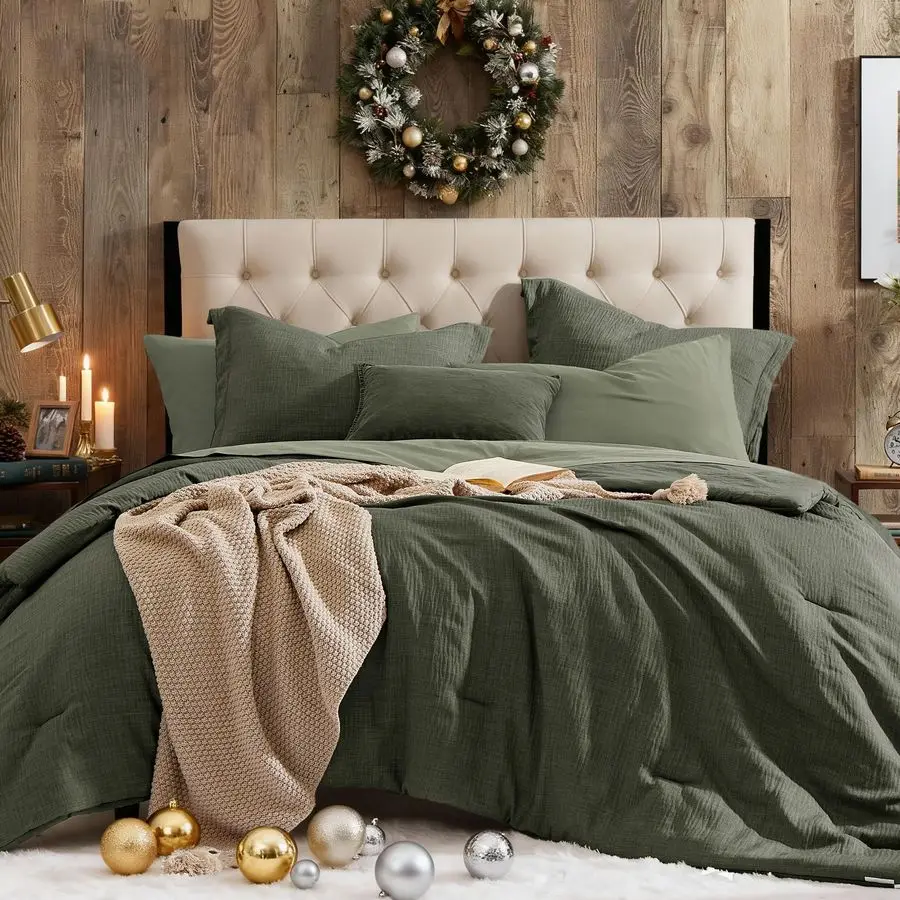 

Комплект постельного белья King Comforter из 7 предметов King Size, мягкий однотонный комплект постельного белья на все сезоны, текстурированная кровать в сумке с простынями, Pillo