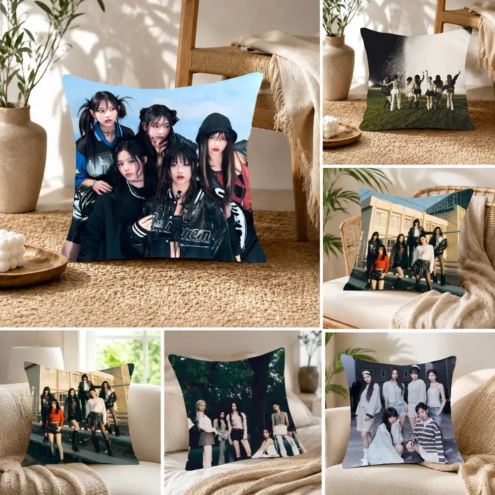 Trendy Kpop Girl Group I-izna Cushion Cover Fluffy velvet Nordic style plush Living room sofa decorative