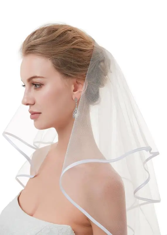 Simple Short Tulle Wedding Veils With Comb White Ivory Bridal Veil for Bride for Marriage Wedding Accessories