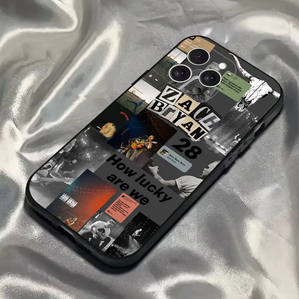 حافظة هاتف Singer Z-Zach Bryan لهاتف iPhone 16,15,14,13,12,11,Pro,Max,Plus,X,XS,SE4,E,Mini,Soft Black Case