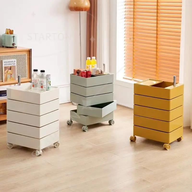 360 Rotary Storage Cabinet Cabinet Movable Multi-Layer Storage Simple Modern Bedside Living Room Furniture Night