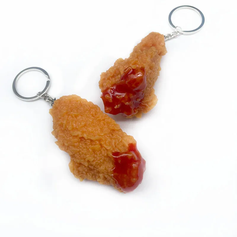 Fried Chicken French Fries Keychain Fried chicken nuggets Simulated Food Toy Model Keyring Car Phone Bag Pendant Gift Ornament