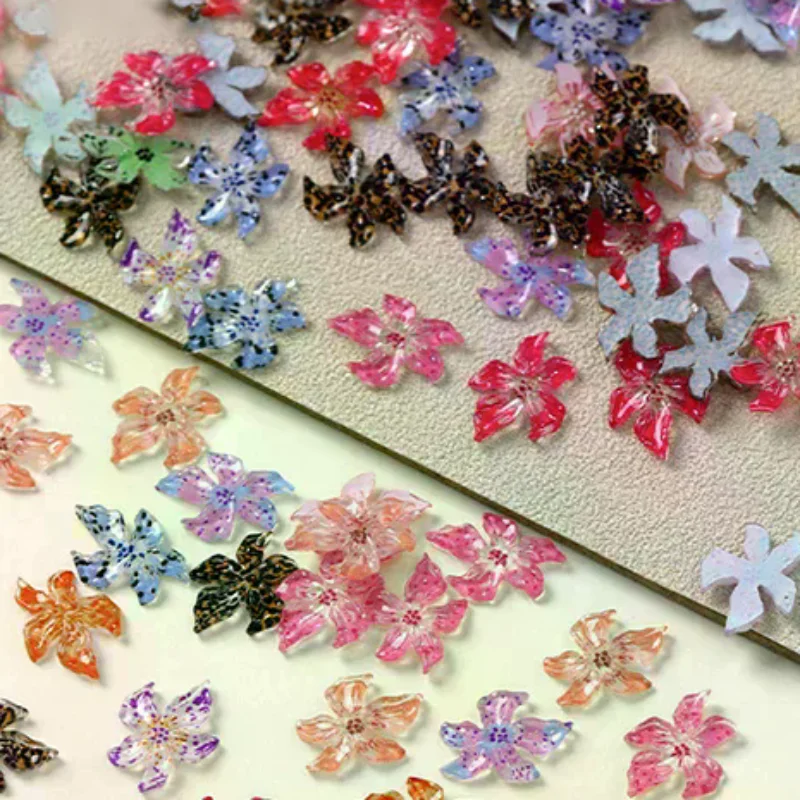 

50pcs Ice Transparent Flower Resin 3d Nail Art Charms Lily Flowers Nail Decorations Diy Jewelry Accessories