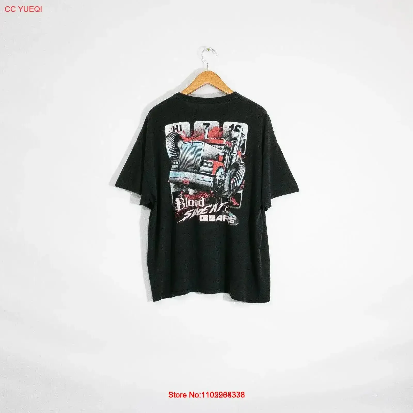 Vintage Y2K Trucker T Shirt 2XL Workwear Truck Driver Distressed Faded Black Washed Stretched Comfortable vintage Washed Casual #1