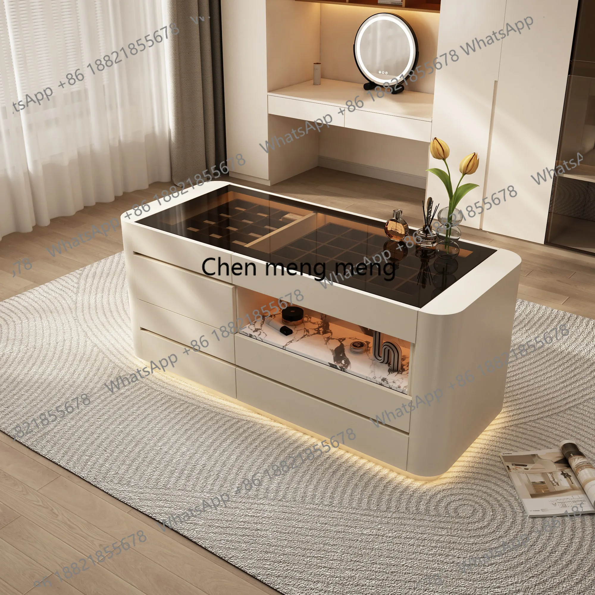 

Solid wood Nakajima Taiwan home jewelry storage cabinet bedroom double-sided drawer chest jewelry display floor cabinet