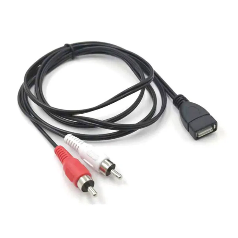 USB 2.0 gniazdo żeńskie do 2 RCA 2RCA męskie złącze wtykowe przetwornica Audio wideo przedłużacz Adapter do kabla przewód 1.5M/5 Ft L1