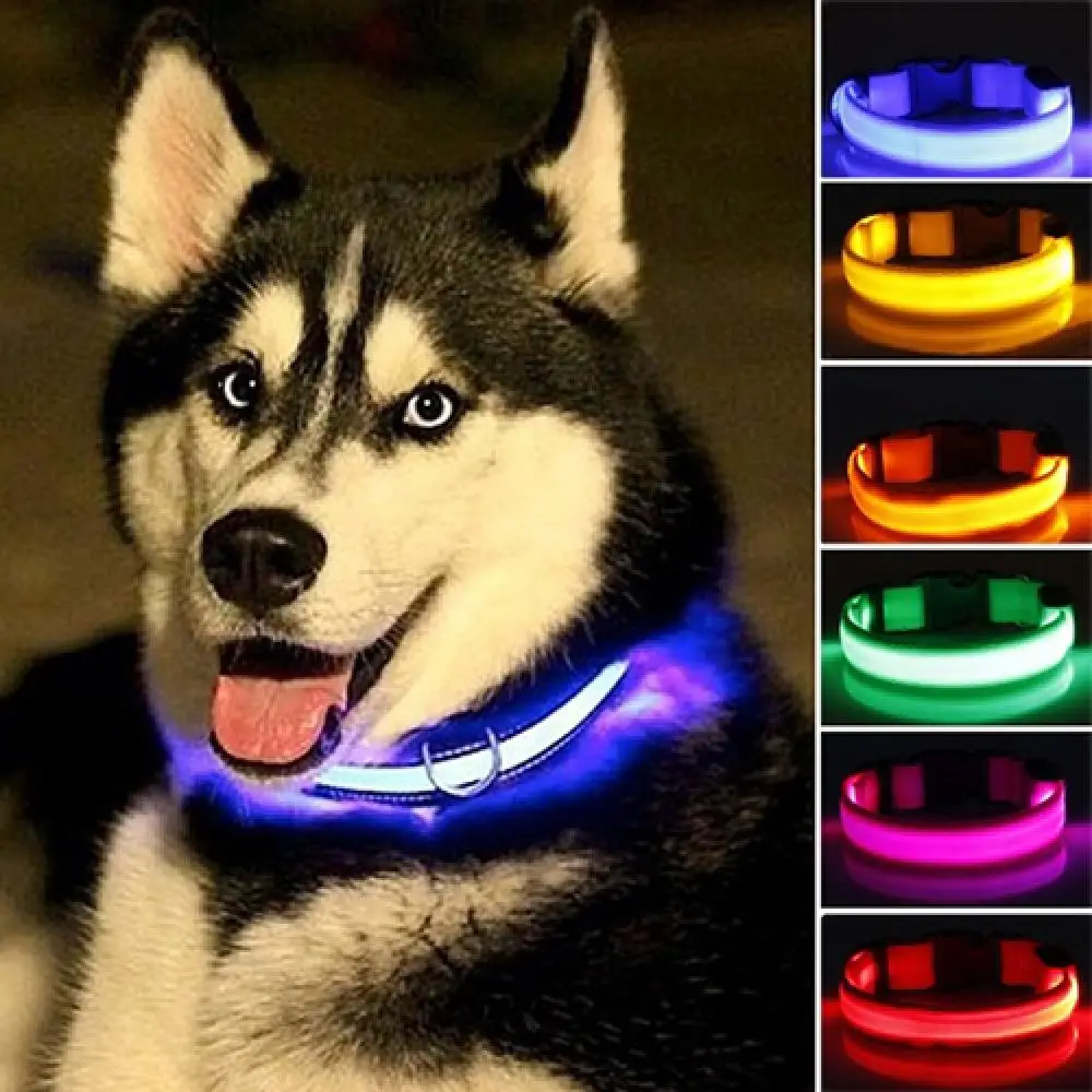 Puppy Dog Cat Night Safety Flashing Luminous LED Light Pet Collar Led Dog Collar Light Anti-lost Collar For Dogs Dogs Accessorie