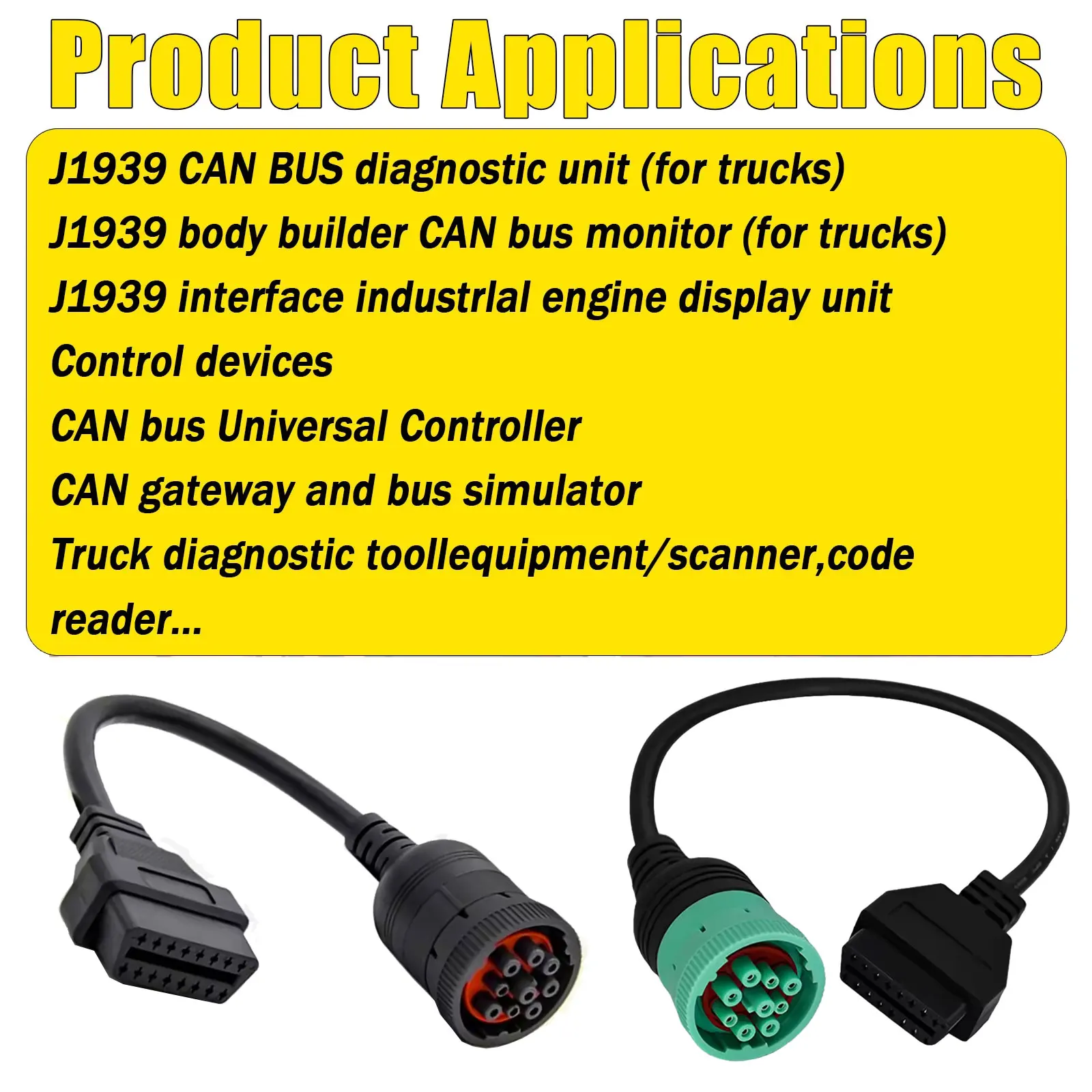 For Freightliner/Kenworth/Volvo OBD2 Diagnostic Cable For J1939 CAN BUS 9pin to 16pin Heavy Duty Truck OBD2 Diagnosctic Adapter