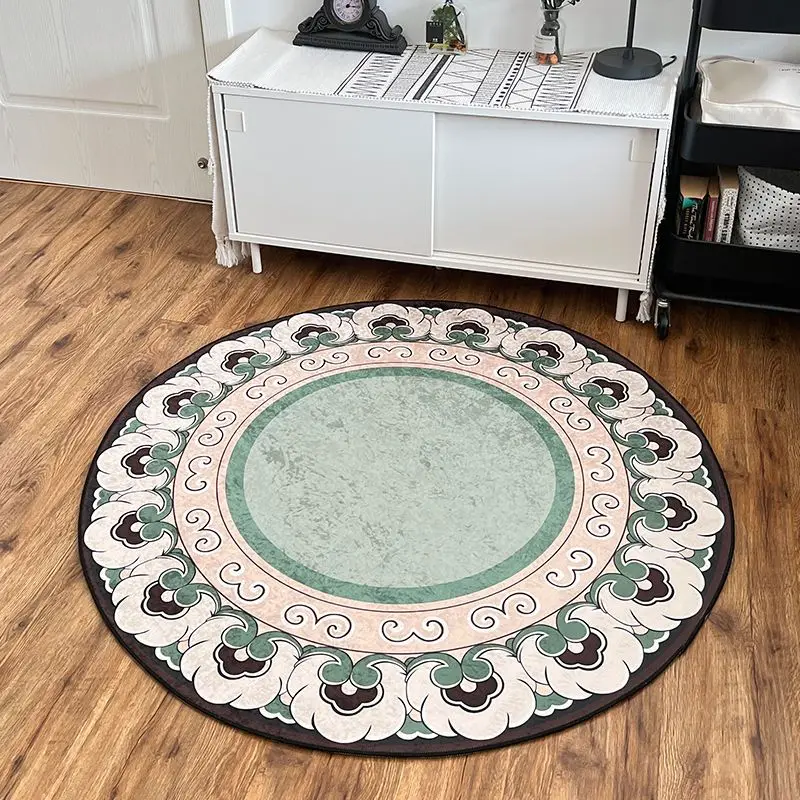 

Retro Minimalist Short Velvet Round Carpet Home Decoration Chair Mat Non-slip Cloakroom Lounge Floor Rug Large Bedroom Carpets