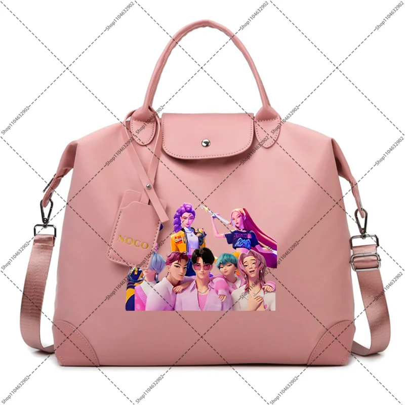 حقائب يد Kpop شيطان الصيادين تحمل على الأمتعة رومي ميرا زوي كارتون أنيمي نمط طباعة حقائب اليد المحمولة سعة كبيرة حقائب السفر هدية