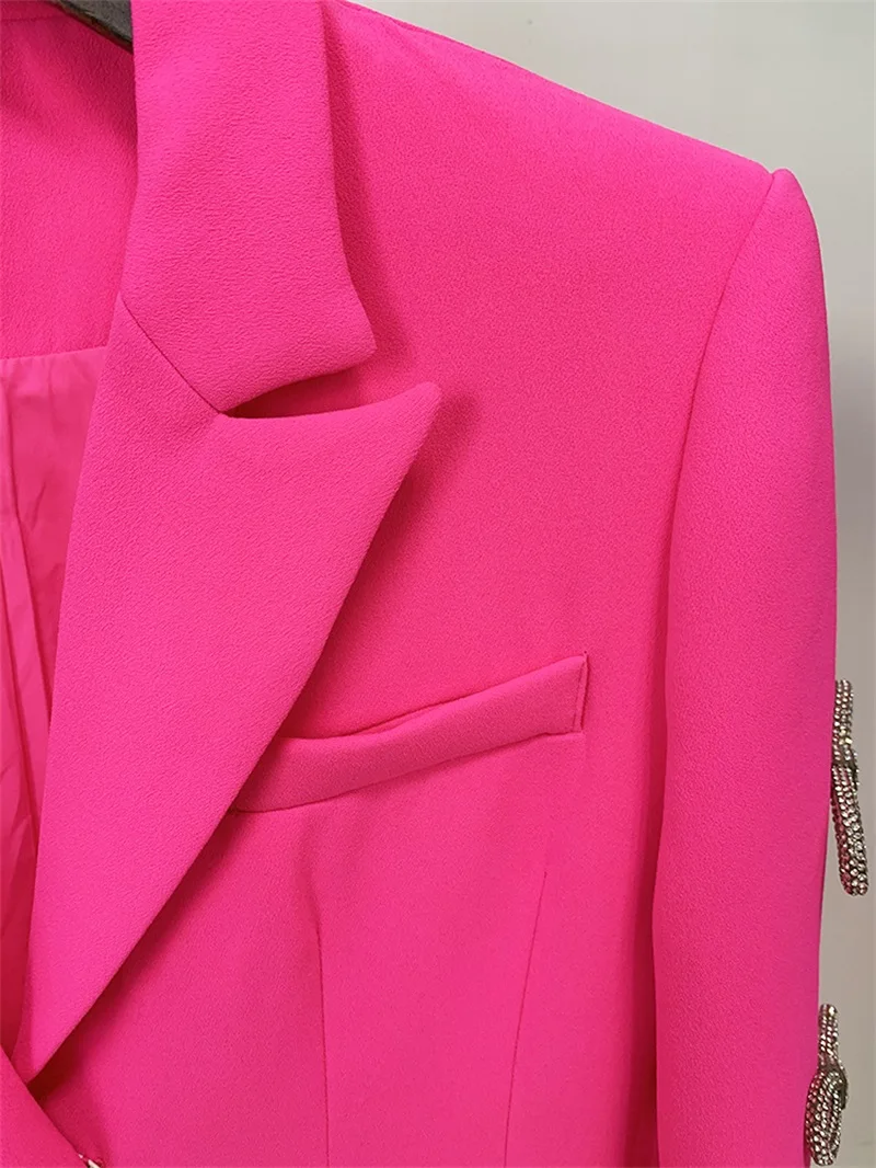 Miniblazer corto de manga larga con nudo de lazo para mujer, traje de falda recortada, solapas de pico, abrigo de traje de cristales, línea A, nuevo diseño en Stock