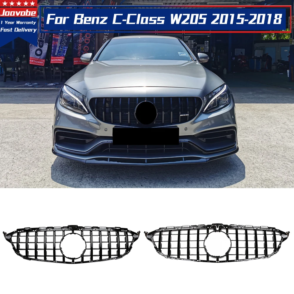 Front Bumper Grille Racing Grill GTR  Style For Mercedes Benz C W205 C205 S205 2015-2018 C180 C200 C250 C260 C300 Mesh Grille