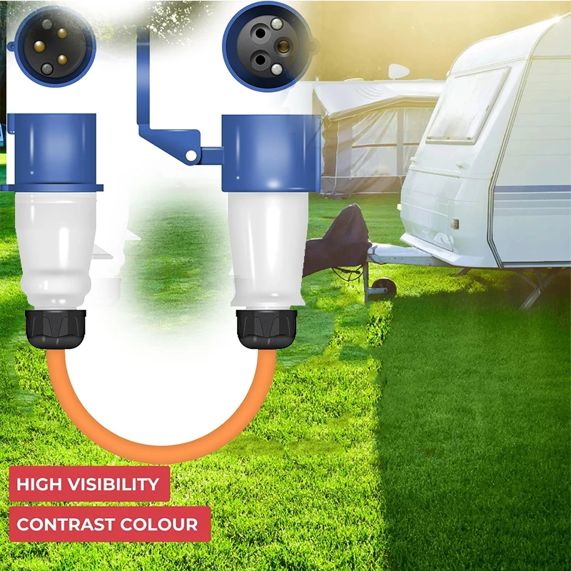 

1Pc Rv Power Supply Industrial Plug Extension Cable Connector Reverse Polarity Adapter Mains Hook Up 16A For Caravan Camping