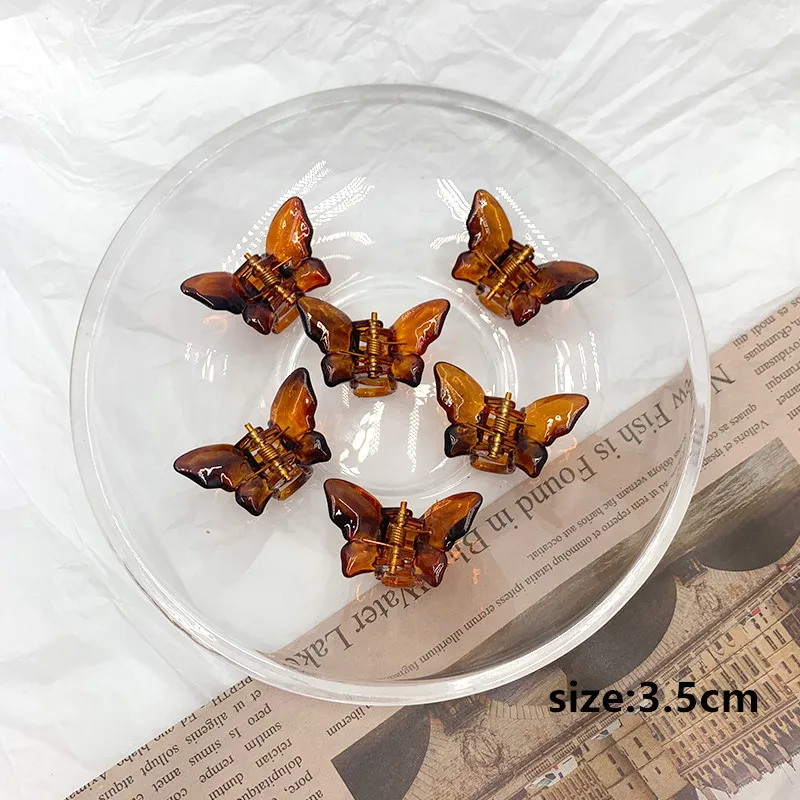 6Pcs Sweet Colorful Leopard Shiny Small Butterfly Hair Claw Clip Hairpin Side Clamp Barrettes Hair Accessory For Women Girl Gift