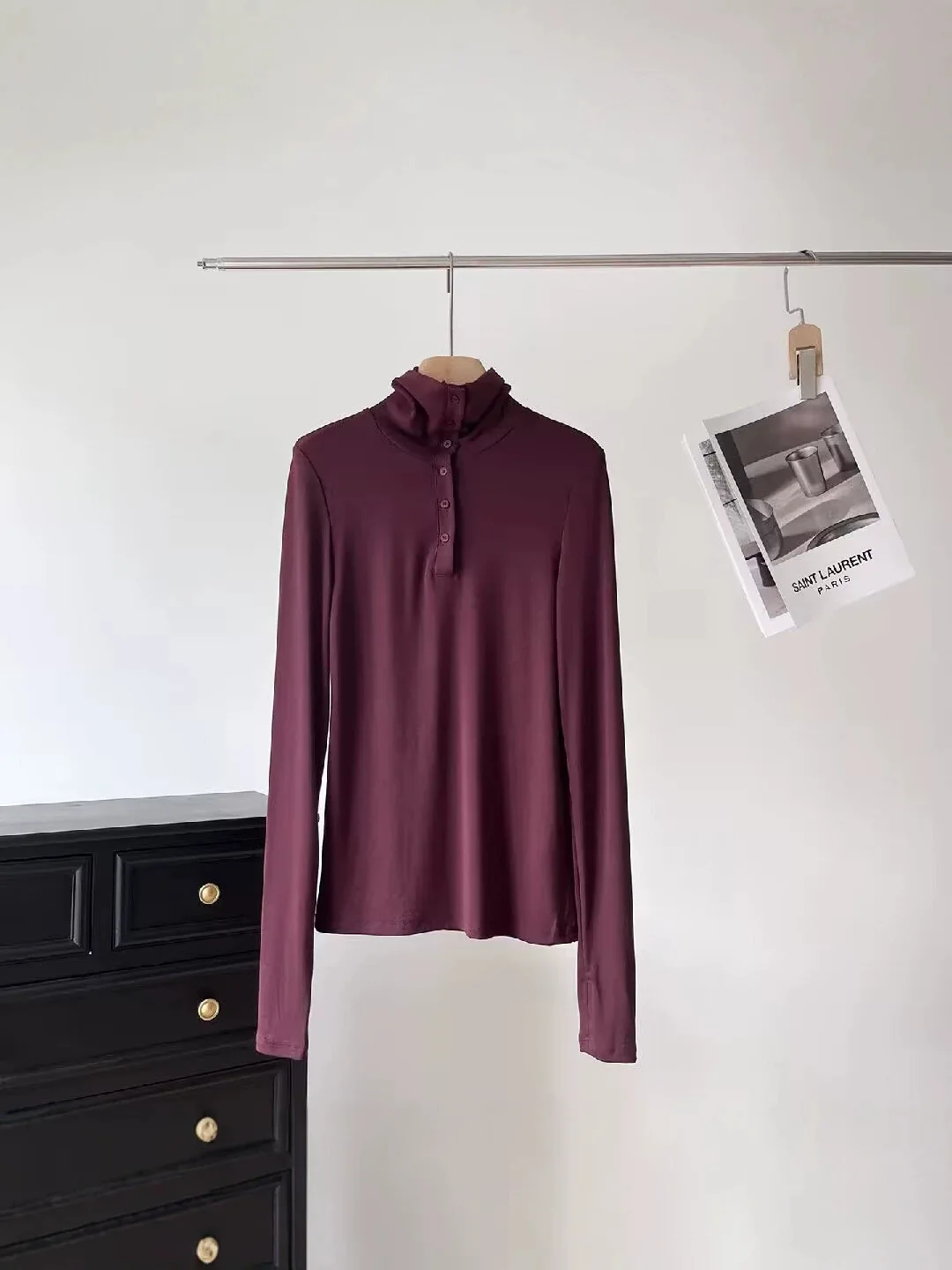 Maxdutti Minimalist Women's T-shirts And Polos Woman Clothes Slim Fit In Southern France Solid Color Button Knit Sweater Top
