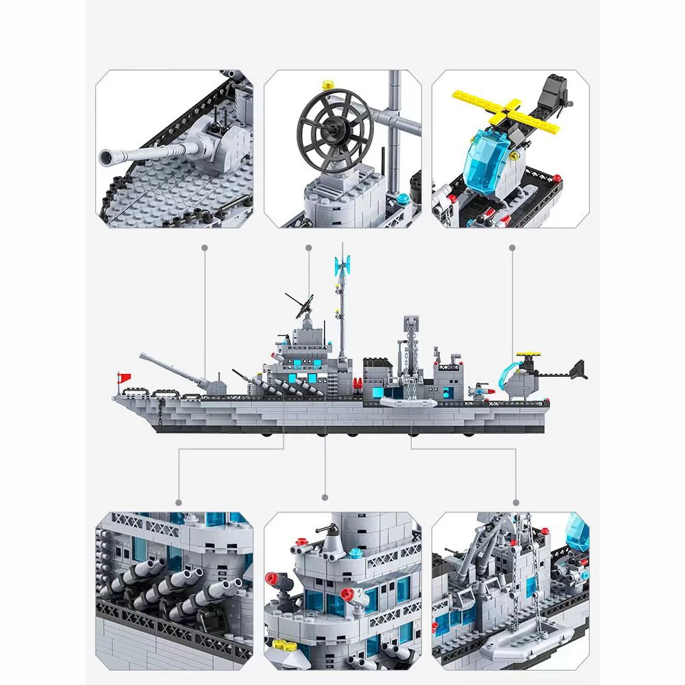 거대한 1560PCS 해군 전함 군함 모델, 6-in-1 다중 형태 조합 블록, 소년용 장난감 세트