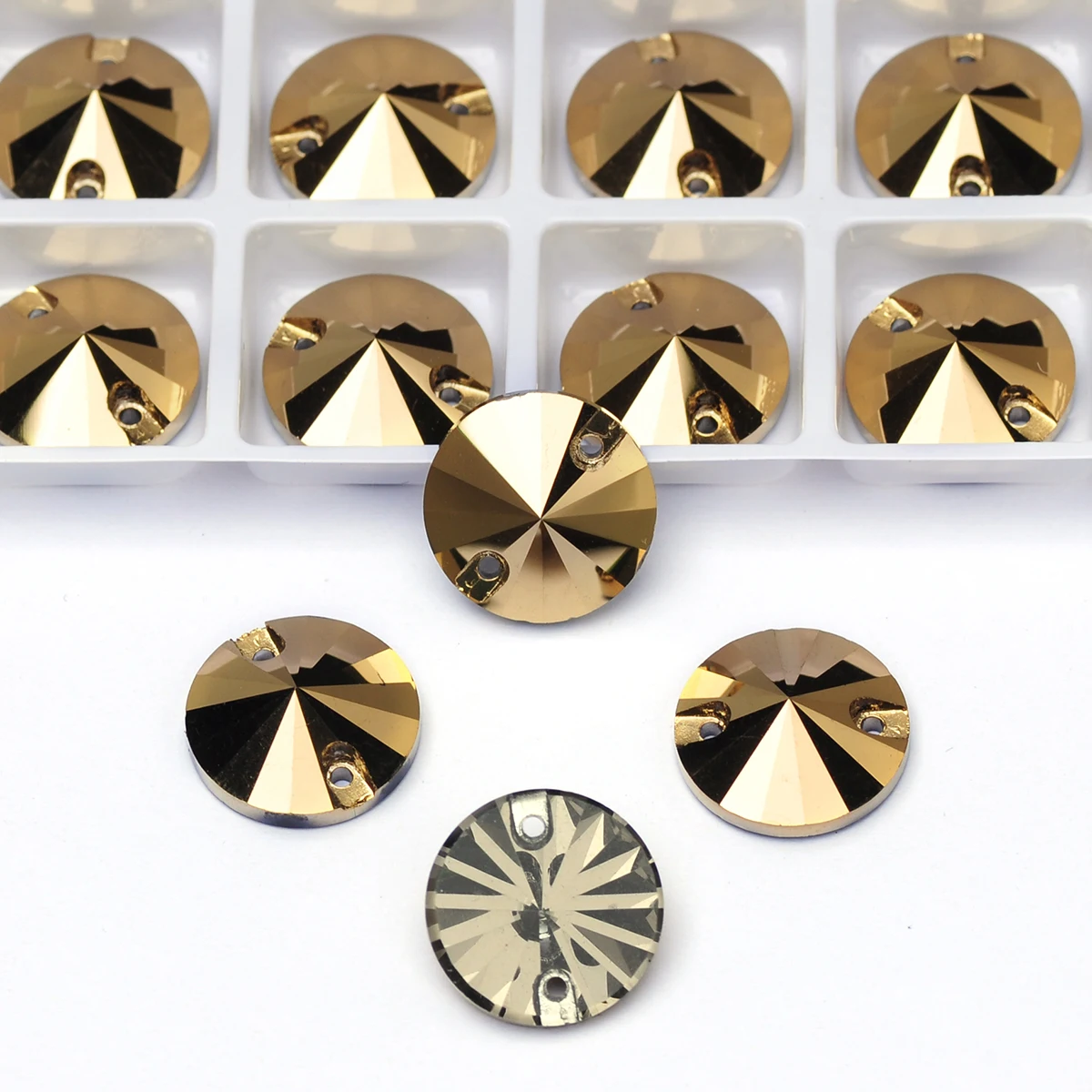 

Aurum Gold K9 Glass All Sizes Sew on Strass Flatback Diamond Crystal Sewing Rhinestones for Garment Wedding Dress