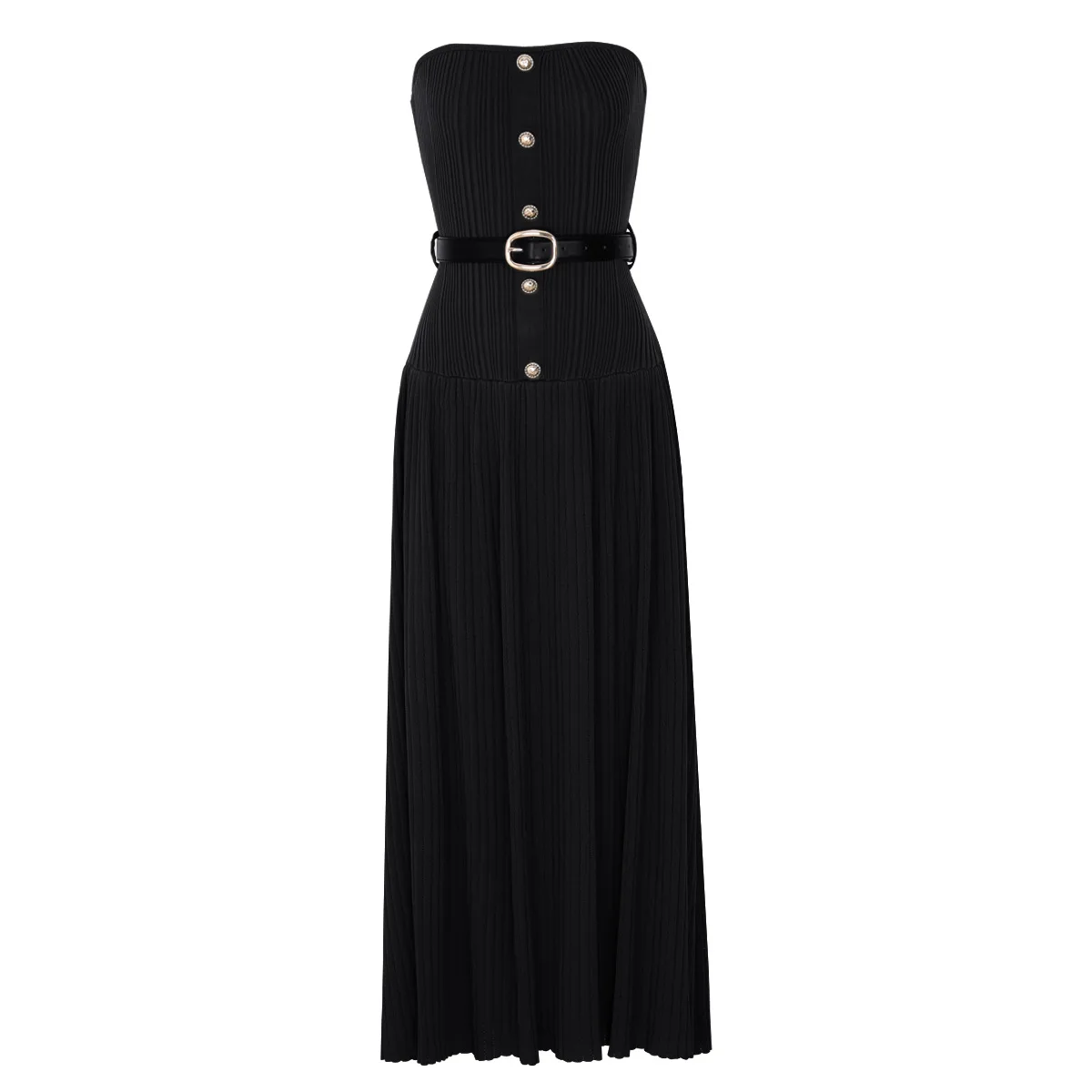 With Belt Sleeveless Long Knitted Dresses Button Slim Chest Wrapping Skirts Office Lady Elegant Party Dress 2026 New Long Gowns
