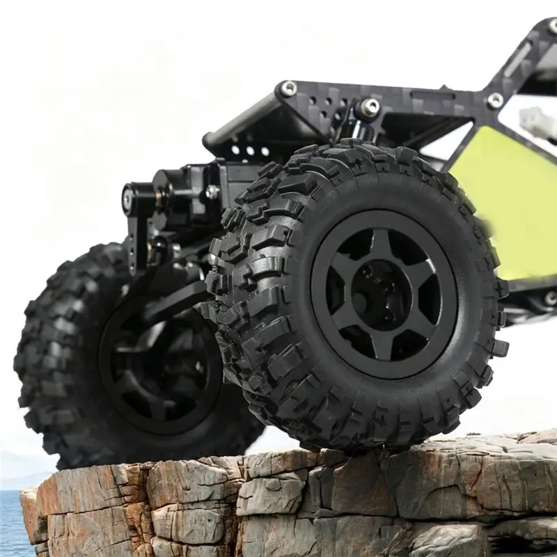 FBIL-4PCS 1.0'' Beadlock Wheels And Tires 1.0 Inch Tires Tyre Plastic Wheel Rims Set For 1:24 Car Axial SCX24 AX24