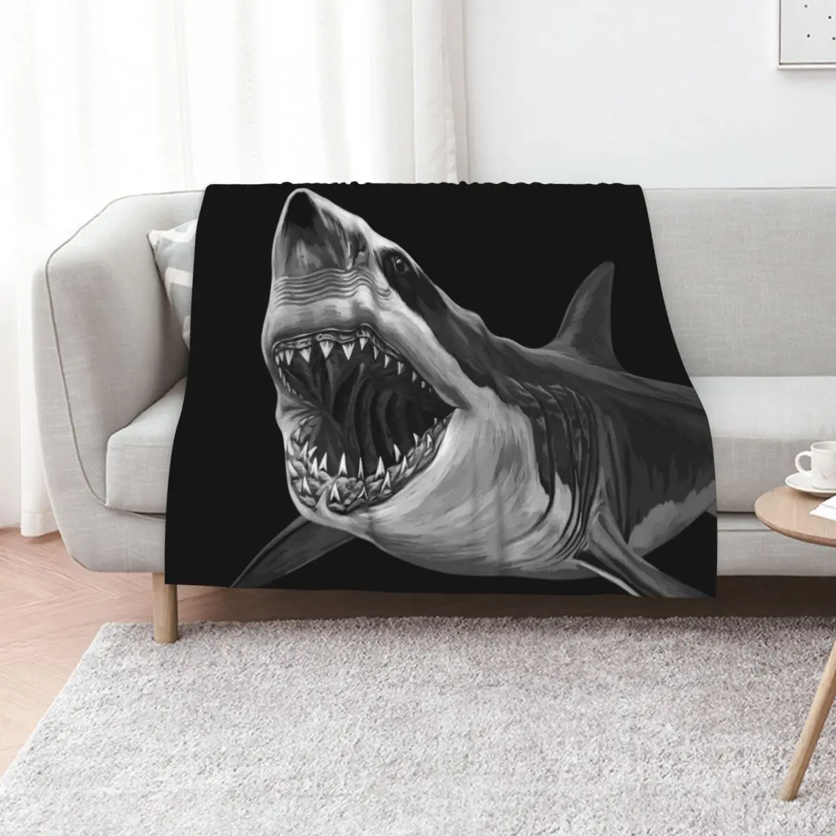 Great White Shark Throw Blanket For Decorative Sofa Soft Beds Furry Baby Flannel Cute Blankets