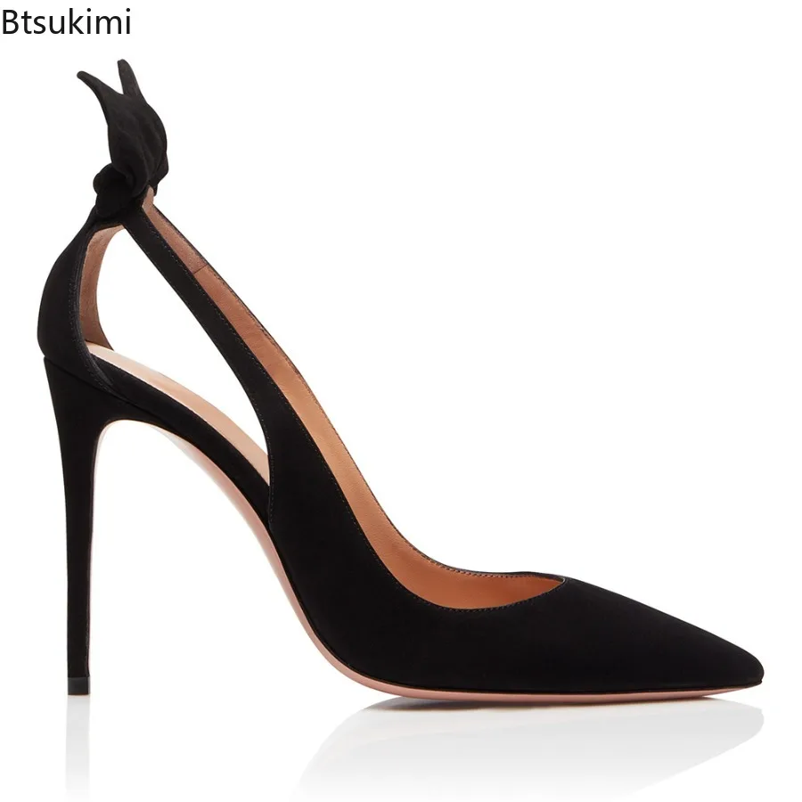 

Женские черные замшевые туфли на высоком каблуке с острым носком, весна-лето, дизайн Sense Niche, темпераментные одиночные туфли с неглубоким носком, женские туфли