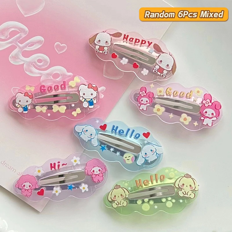 

6 шт., заколки для волос в стиле аниме Sanrio
