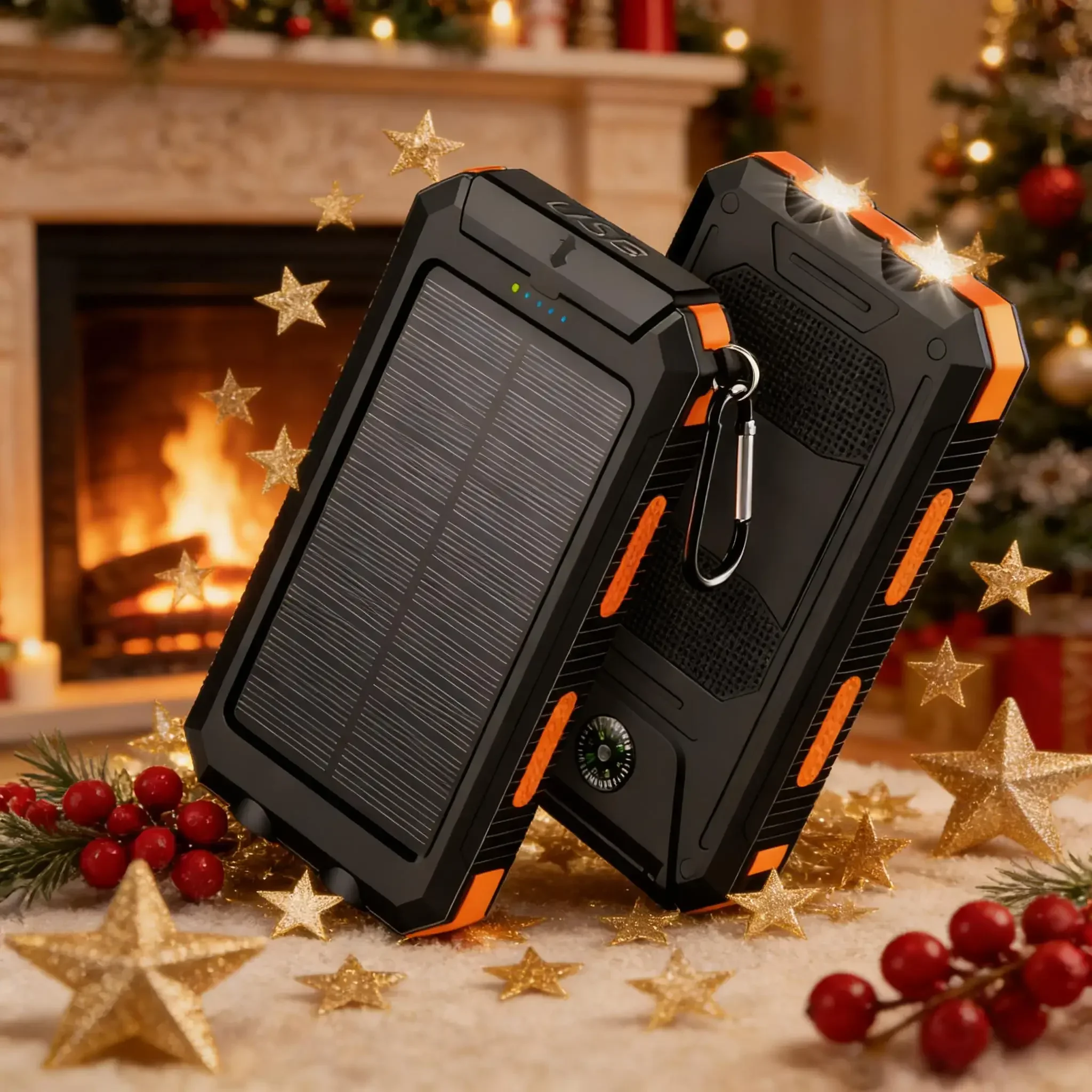 

Гаджет для кемпинга на открытом воздухе, 10000 мАч, аккумулятор на солнечной батарее со светодиодной подсветкой, компас, аварийная быстрая зарядка