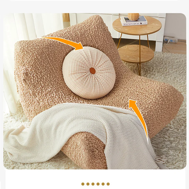 Single Seat Caterpillar Lounge Sofa Cover Solid Color Textured Or Bubble Gauze Slipcover Home Chair Refresh Dust Protection