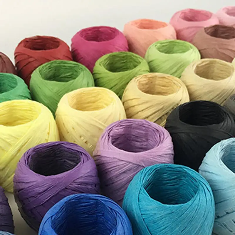 20m/Roll Paper Ribbon Wear-Resistant Raffia Ribbon Multi-Purpose Paper Rope Ribbon DIY Gift Wrapping Packing Ribbon 17 Colors