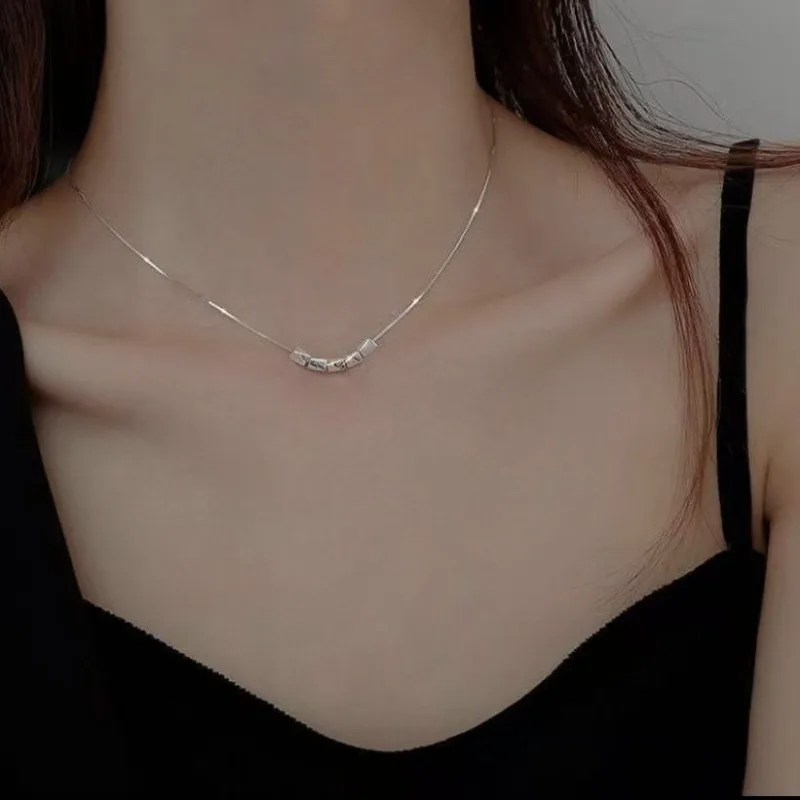 

Five Silver Beads Pendant Necklace for Woman Simple Charm Personality Exquisite Pendant Choker Birthday Gift Not Change Color
