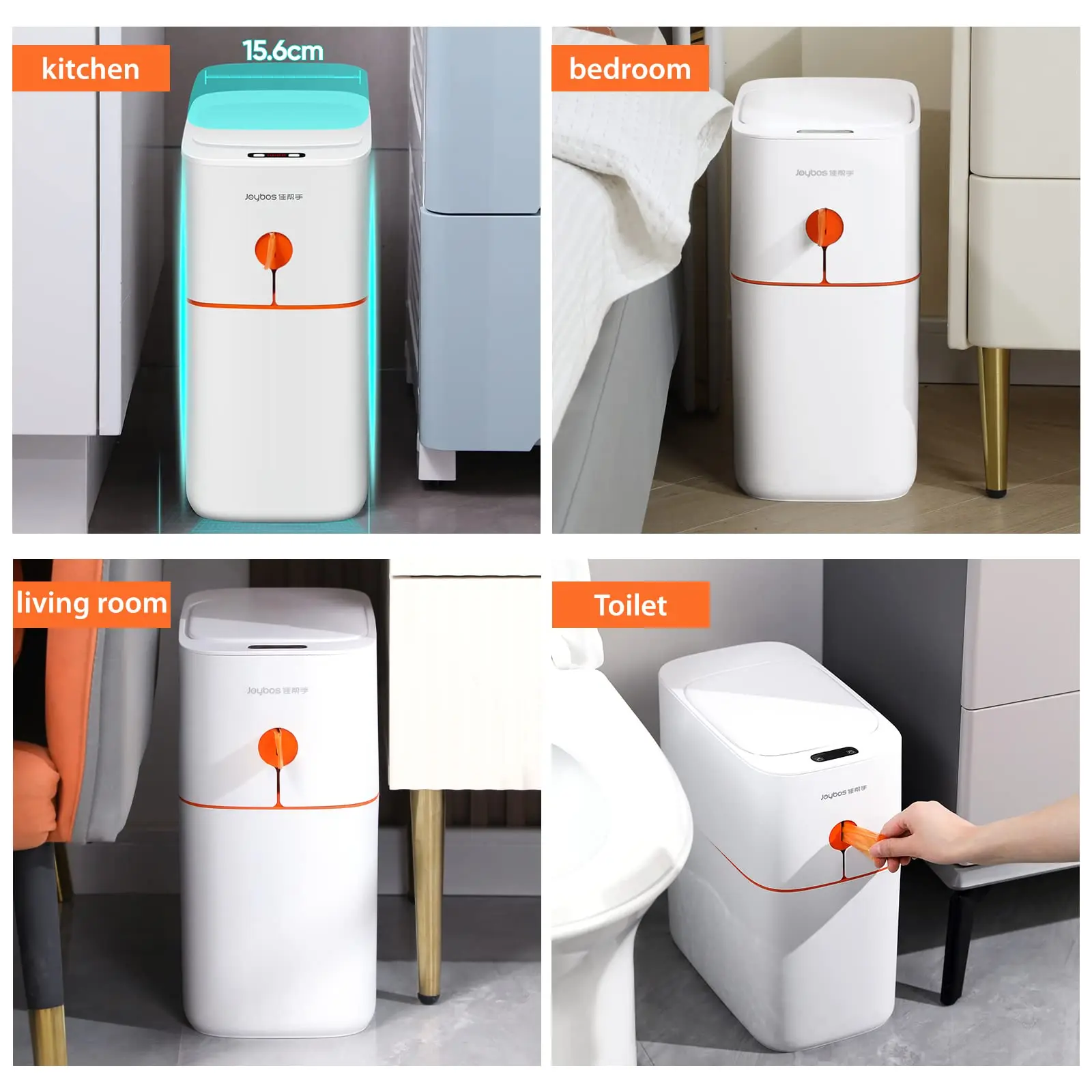 Smart Induction Trash Can IPX5 Waterproof Automatic Motion Sensor Trash can for Bathroom Bedroom Home Office Odorless