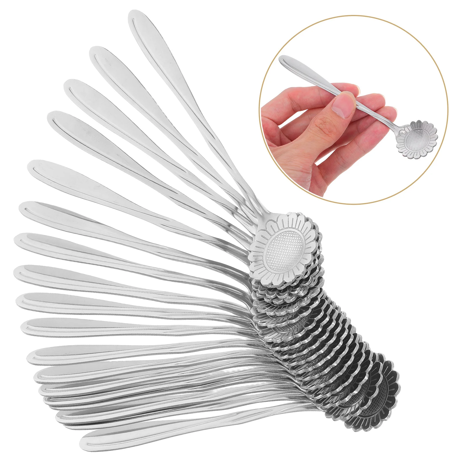 

20Pcs Stainless Steel Floral Tea Spoons Stirring Coffee Sugar Dessert Ice Cream Cake Small Spoons Stainless Steel Dessert Spoon