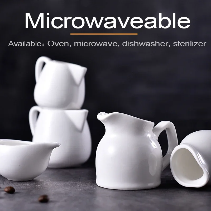 Coffeeware Ceramic Milk Jug White Handle Condiment Cup Coffee Milk Froth Cup Pull Cup Sauce Western Restaurant Hotel Tableware