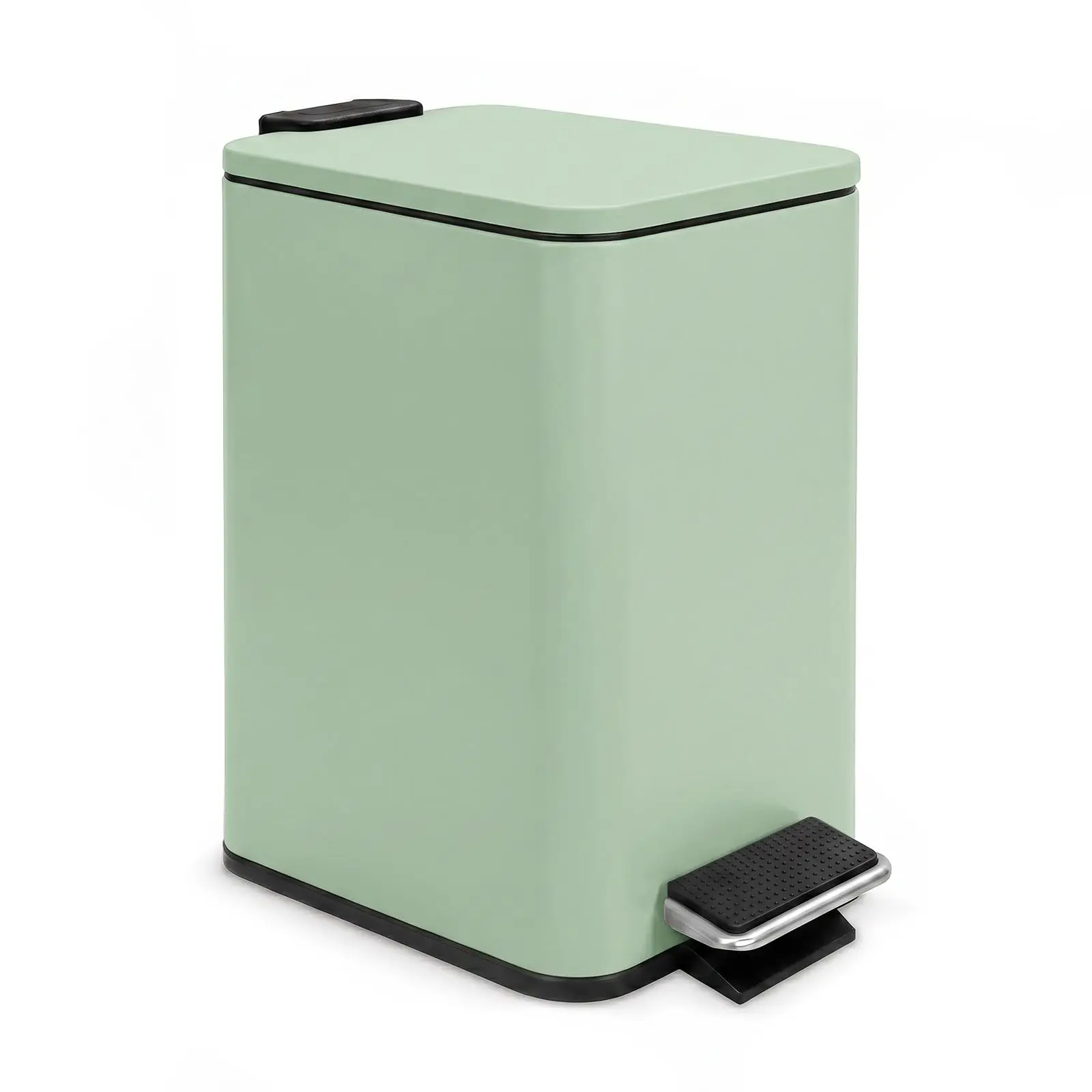 5L/1.3 Gallon Pedal Trash Can with Soft Close Lid, Slim Rectangular Garbage Bin with Removable Inner Bucket, Waterproof Foot Pedal Waste Bin for Kitchen Bathroom