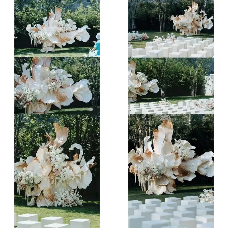 Exquisite Giant Ribbon Shaped Paper Art Installation for Wedding Event Backgrounds and Photo Walls