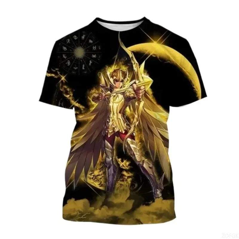 T-shirts imprimés Anime Saint Seiya à la mode, t-shirts à manches courtes 3D pour hommes/femmes, mode estivale Harajuku, hauts de dessin animé pour hommes