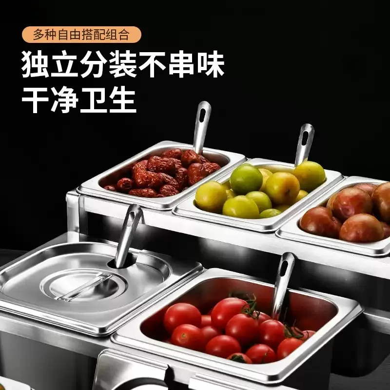 Stainless Steel Seasoning Box Holder, Kitchen Grid, Self-Service Seasoning Table, Milk Tea Shop Dedicated Small Ingredient Rack