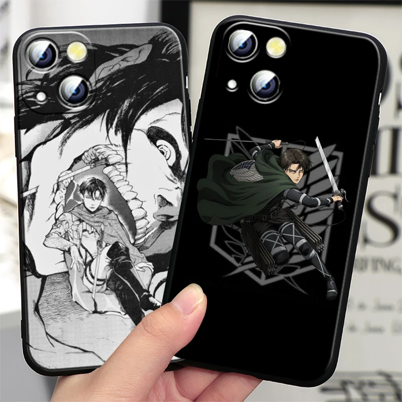 Attack On Titan Apple iPhone Case For 15 14 13 12 11 Mini XS XR X 6S 6 Pro Max Plus Black Soft Cover