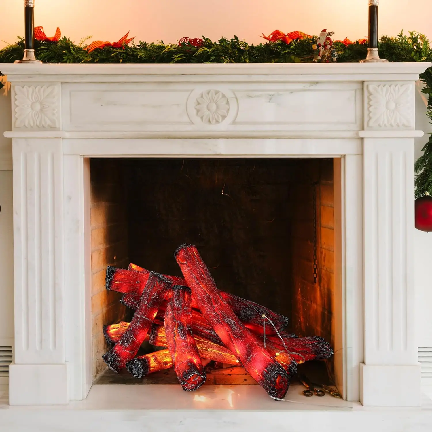 

Flameless Fireplace Log Light LED Fake Fire for Home Christmas Winter Decor (7.9in, 16in, 10 Pcs)