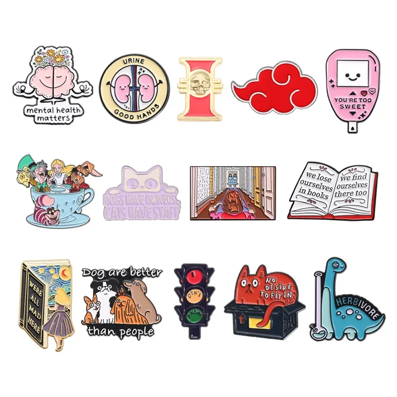 2024 Novelty Mental Health Matters Enamel Pins Princess Badge Dogs Are Better Than People Brooch for Jewelry Accessory Wholesale