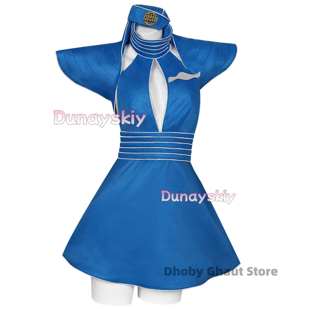Britney Cosplay Costumes Blue Flight Attendant Uniform Halloween Carnival Party Outfit For Women New Skin